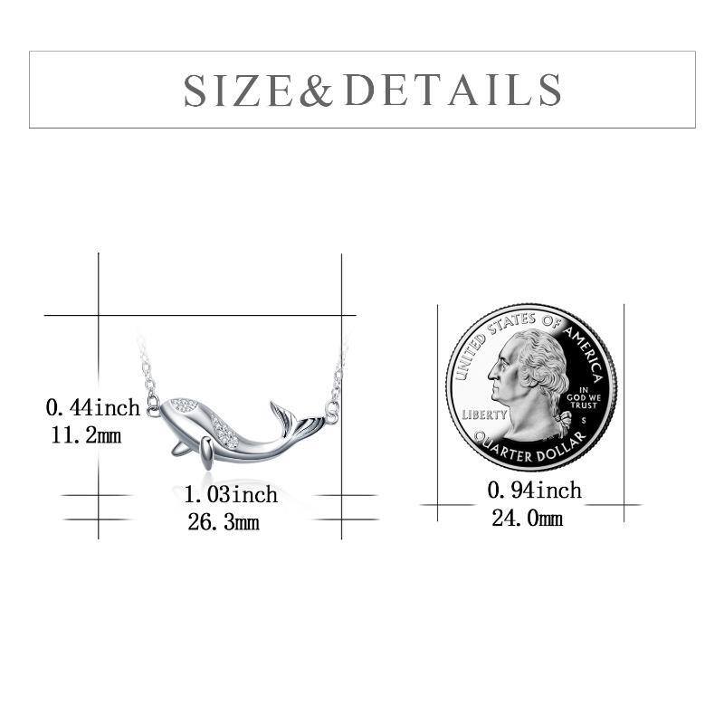 Sterling Silber Cubic Zirkonia Delphin Anhänger Halskette-5