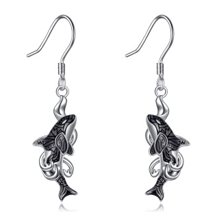 Sterling Silver Dolphin & Spray Drop Earrings for Women-23