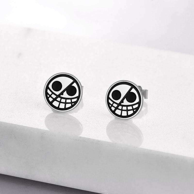 Pendientes de anime en plata de ley para mujeres y hombres-3