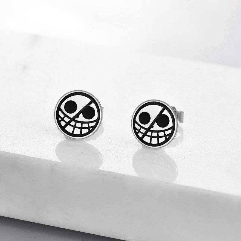 Sterling Silver Anime Stud Earrings for Women Men-3