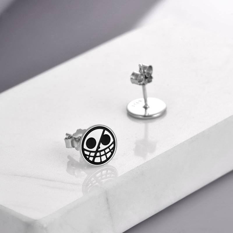 Sterling Silver Anime Stud Earrings for Women Men-4