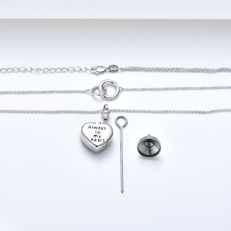 Sterling Silver Double Layer Heart Crystal & Generation Ring Urn Necklace for Ashes-4