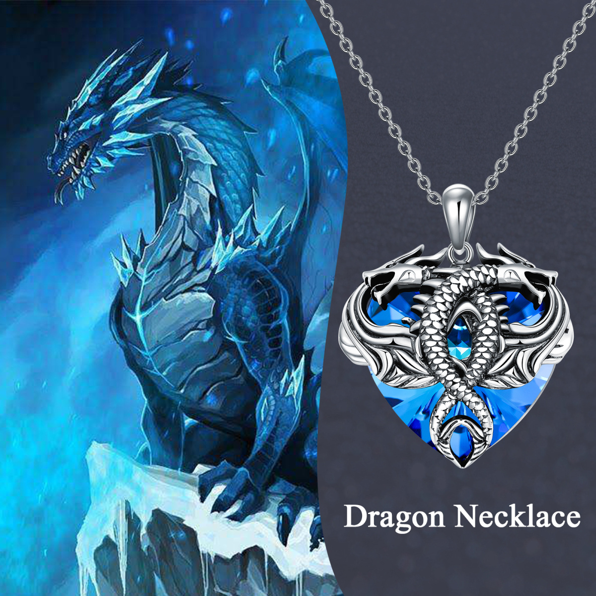 Collier en argent sterling avec pendentif en cristal en forme de coeur Dragon bleu-6