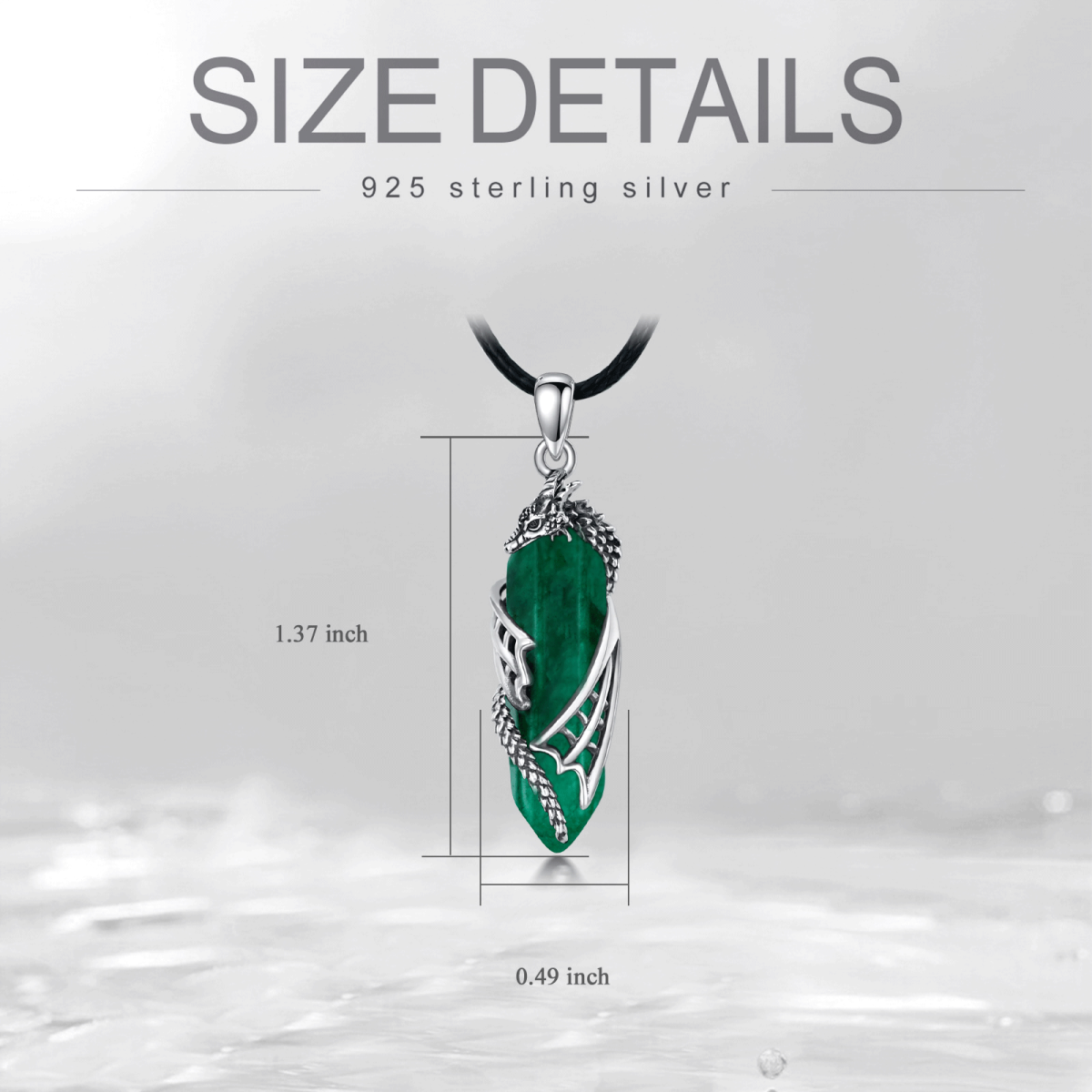 Sterling Silver Dragon & Bullet Crystal Pendant Necklace-5