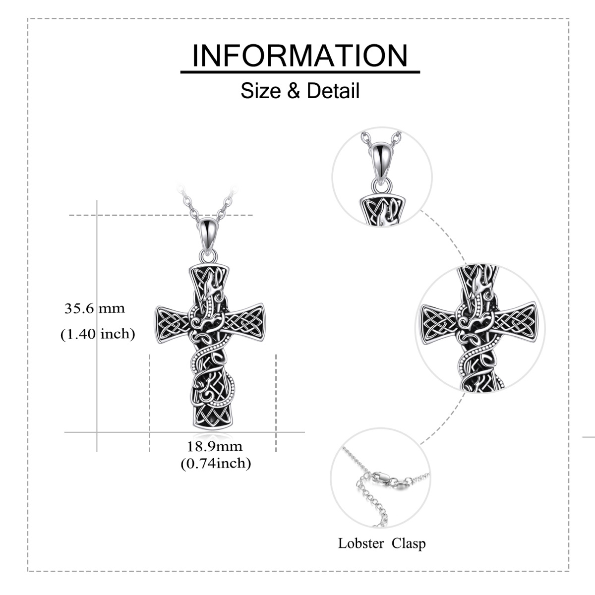 Collier en argent sterling avec pendentif dragon et croix celtique-6