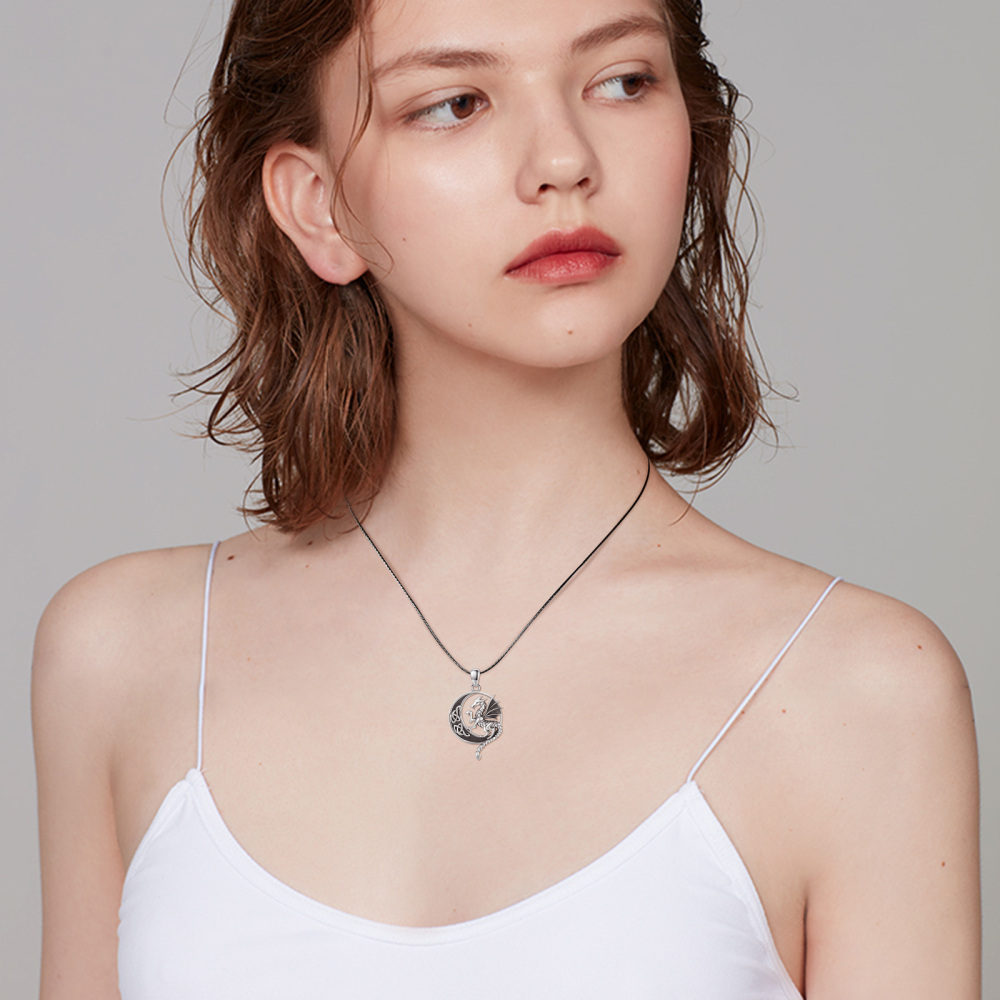 Collar con colgante de dragón y nudo celta de plata de ley para hombre-3