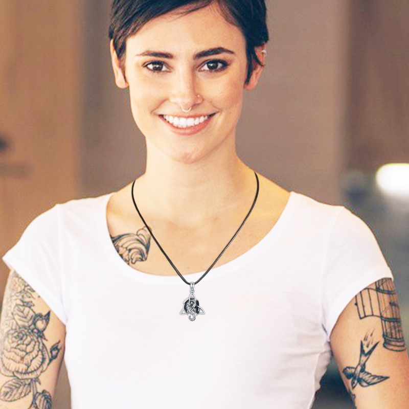 Srebrny naszyjnik ze smokiem i celtyckim węzłem dla mężczyzn-6