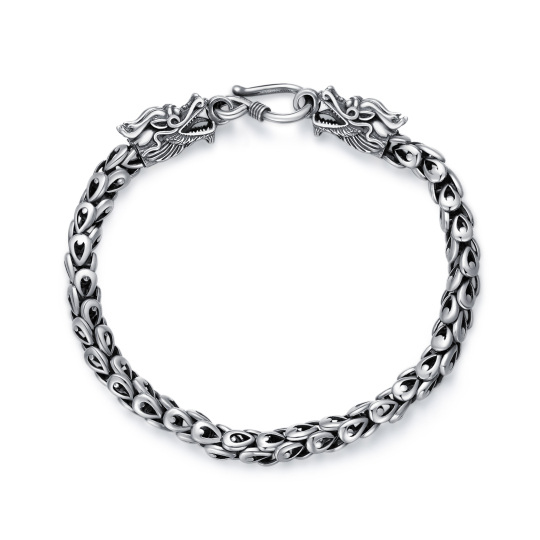 Bracciale a catena del drago in argento sterling per uomo