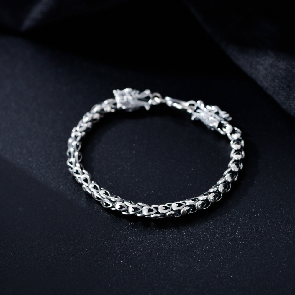 Sterling Silver Dragon Chain Bracelet for Men-3