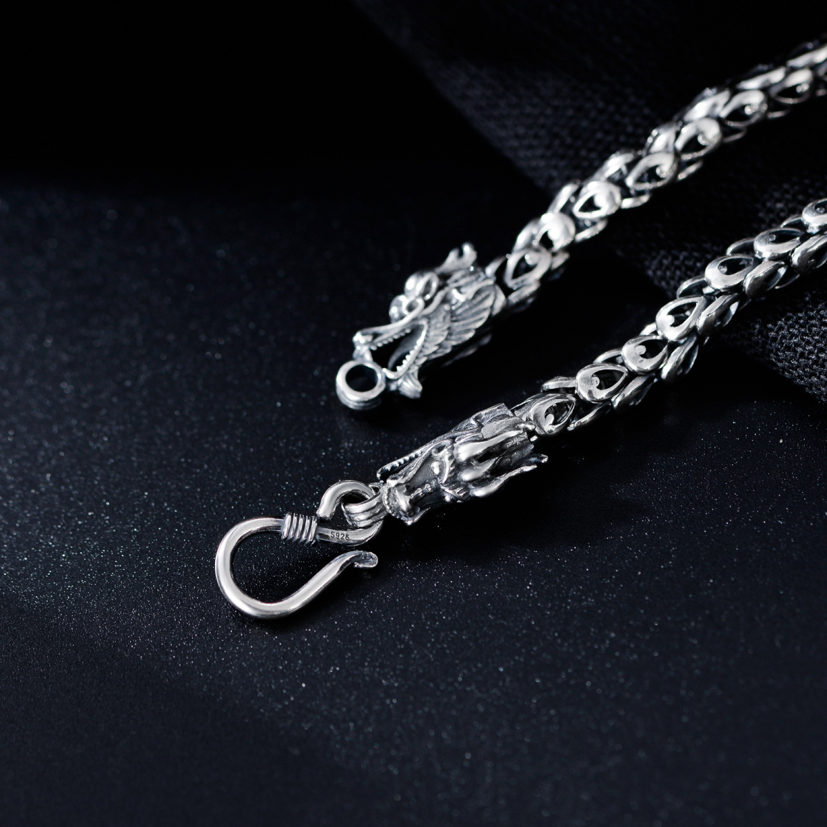 Sterling Silver Dragon Chain Bracelet for Men-4