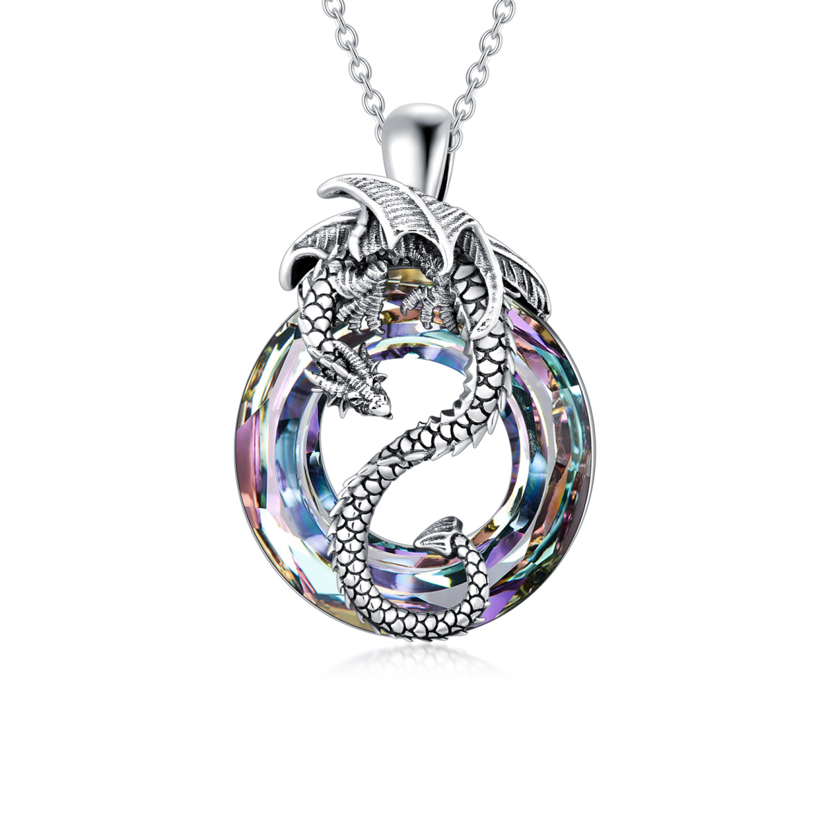 Collier pendentif en cristal de dragon en argent sterling-1