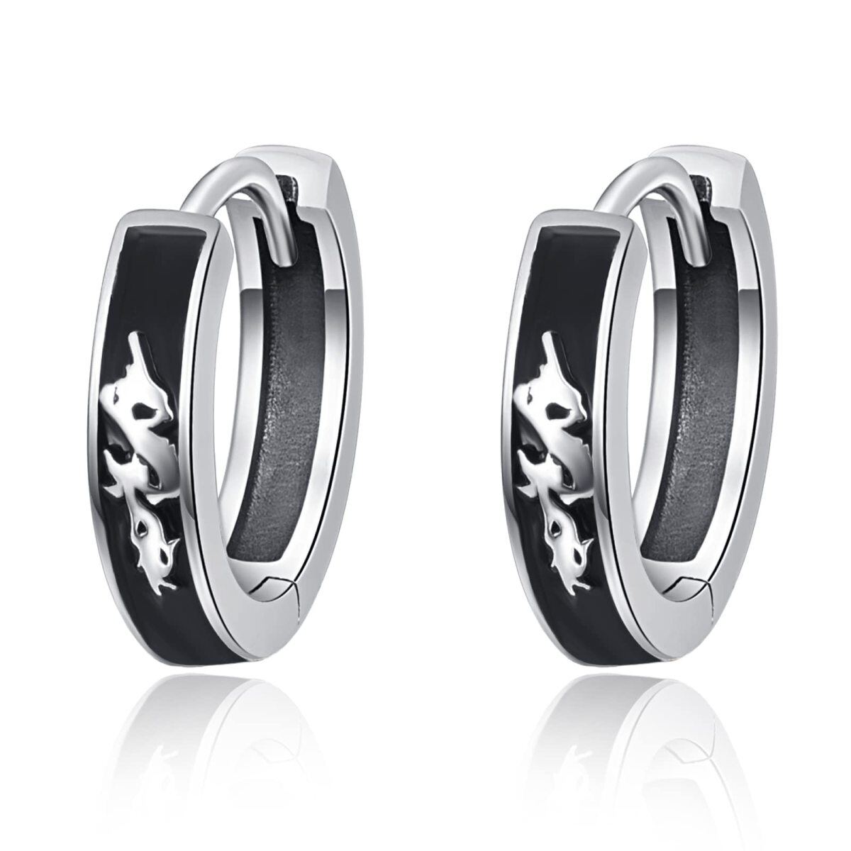 Sterling Silver Dragon Hoop Earrings for Men-1