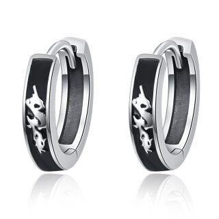 Sterling Silver Dragon Hoop Earrings for Men-19