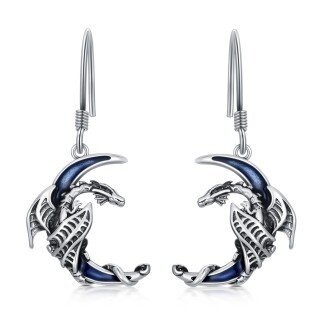 Sterling Silver Dragon & Moon Drop Earrings-34