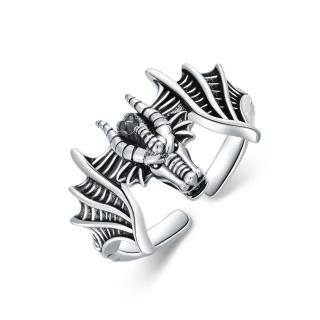 Sterling Silver Dragon Open Ring-20