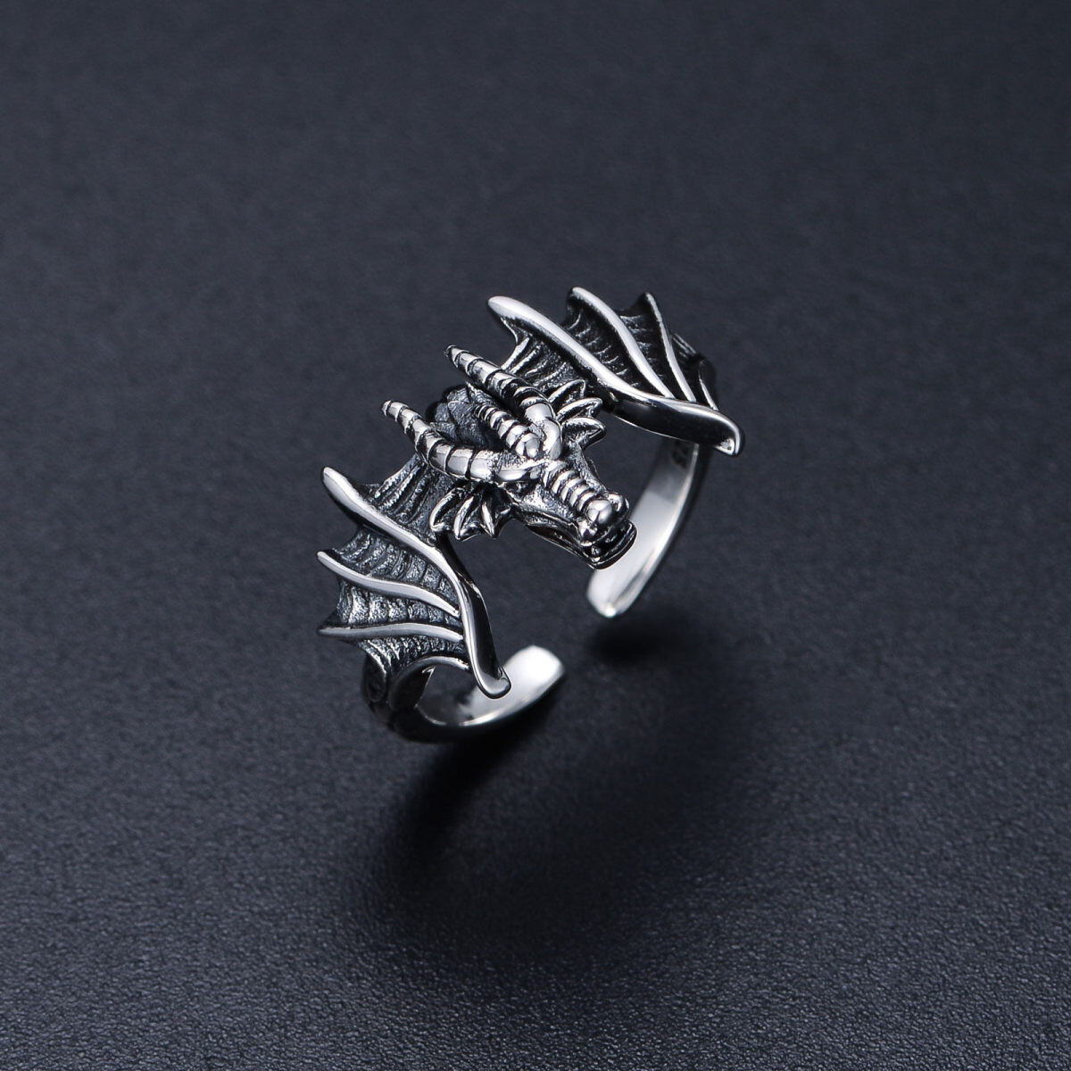 Sterling Silver Dragon Open Ring-5