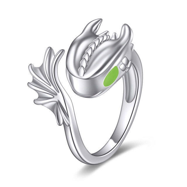 Bague ouverte dragon en argent sterling-1