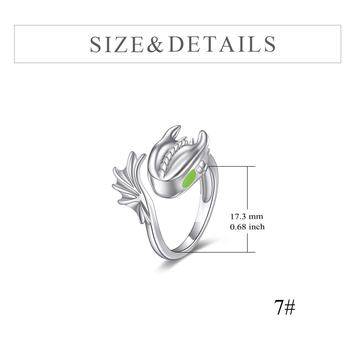 Bague ouverte dragon en argent sterling-5