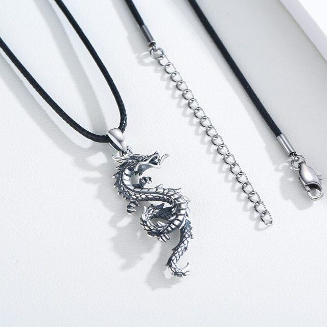 Sterling Silver Dragon Pendant Necklace for Men-3