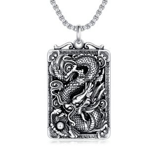 Sterling Silver Dragon Pendant Necklace for Men-17