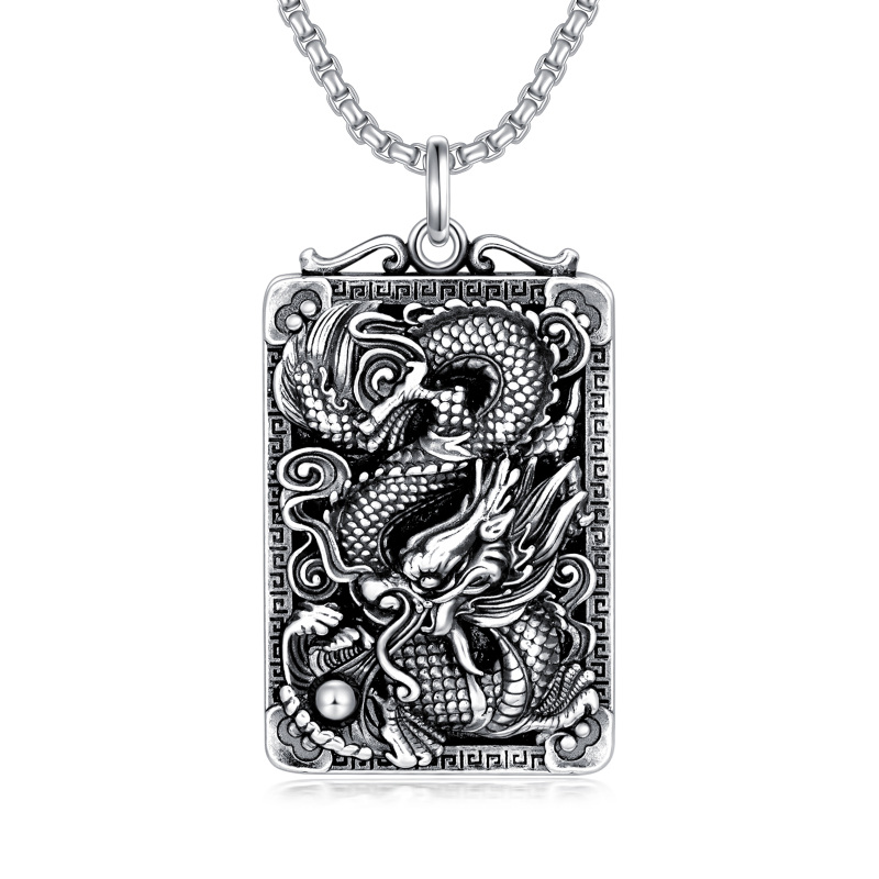 Sterling Silver Dragon Pendant Necklace for Men-9