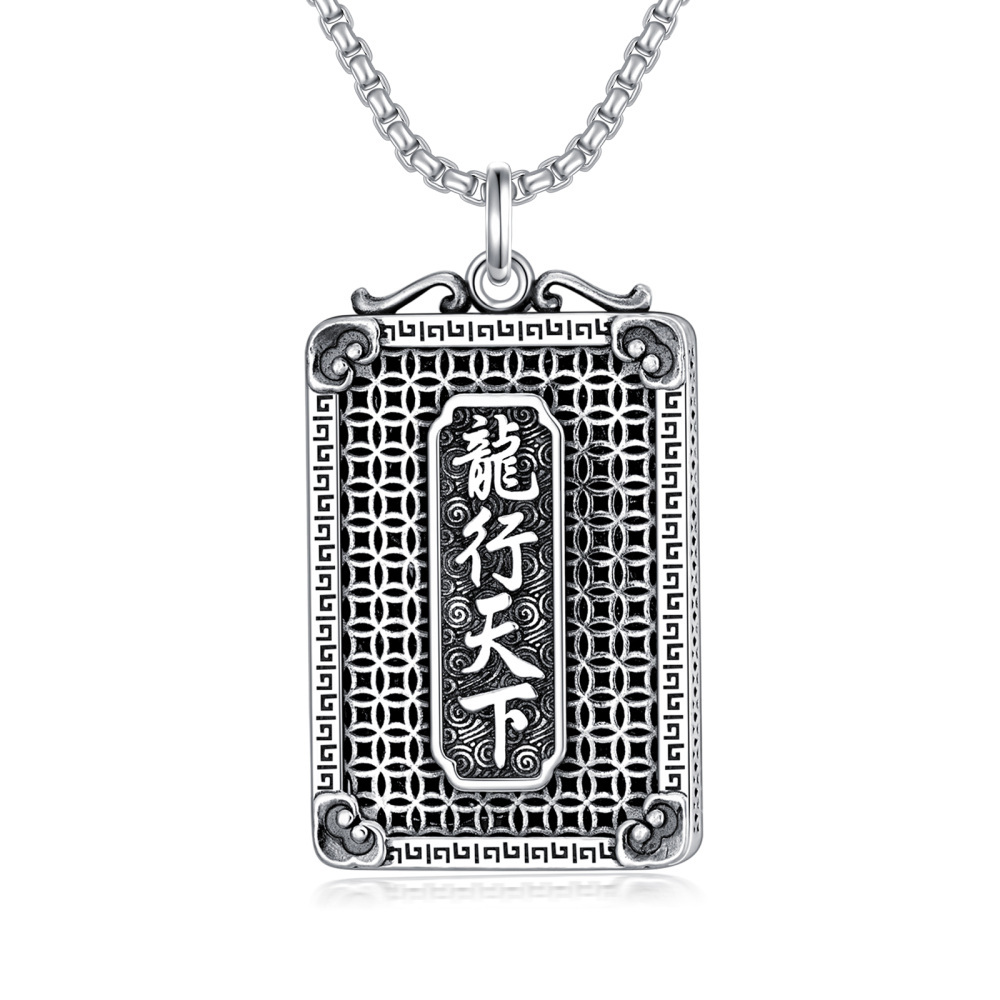 Collier en argent sterling avec pendentif dragon pour hommes-3