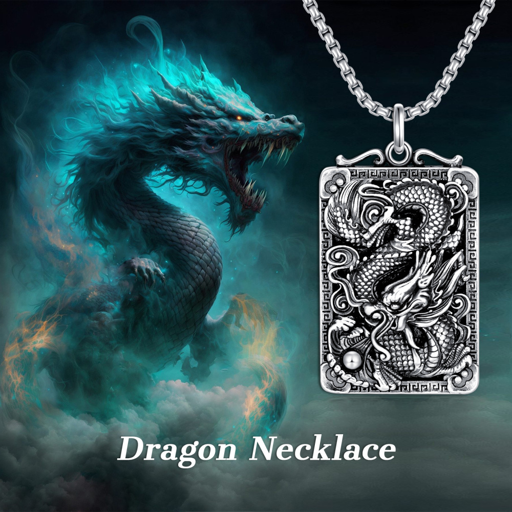 Collier en argent sterling avec pendentif dragon pour hommes-6