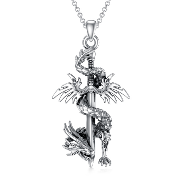 Sterling Silver Dragon Pendant Necklace for Men-5