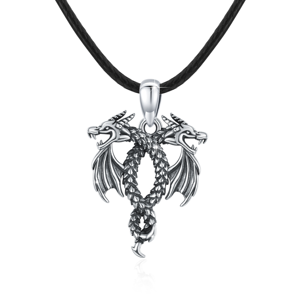 Collier avec pendentif dragon en argent-1