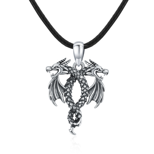 Collana con ciondolo a forma di drago in argento sterling