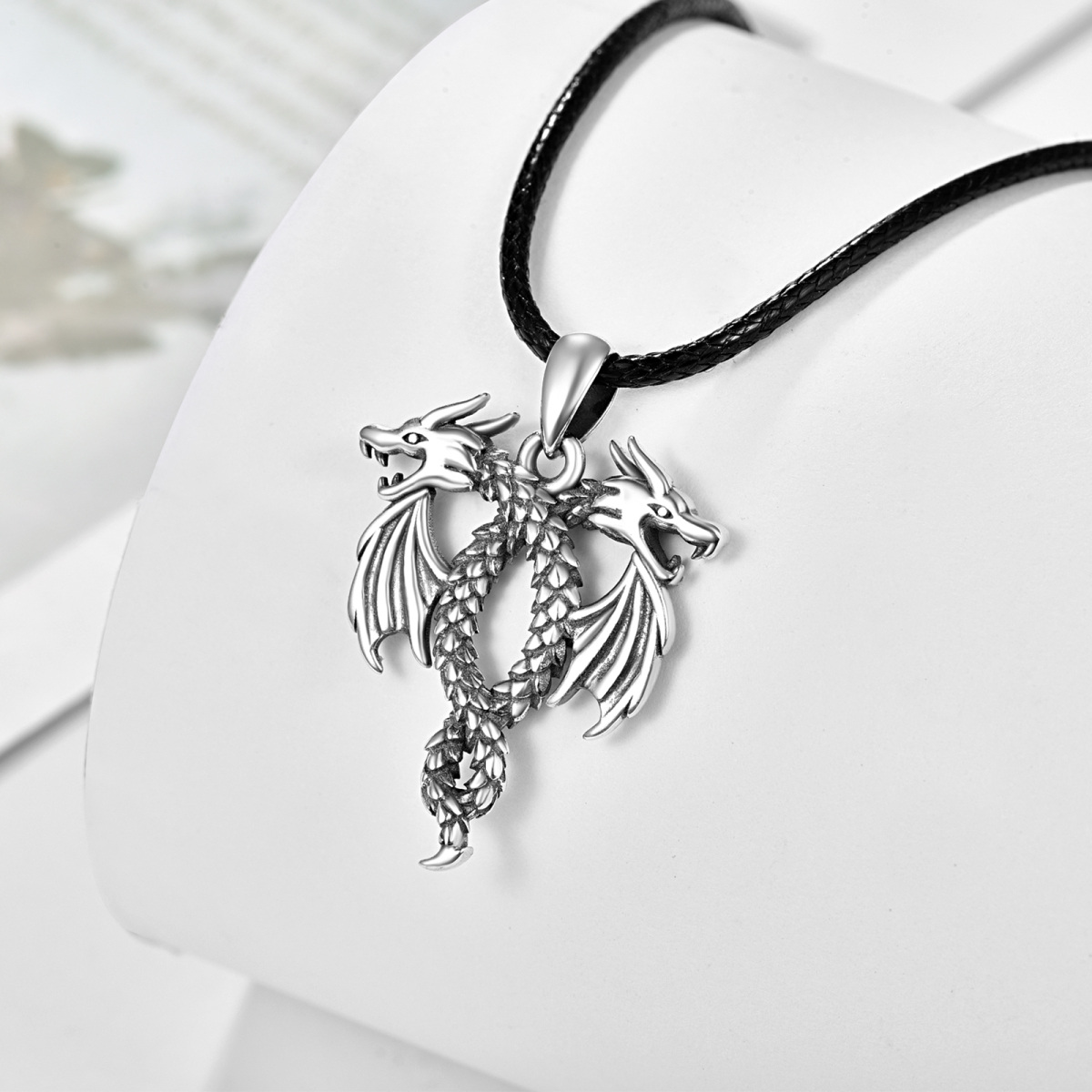 Collier avec pendentif dragon en argent-4