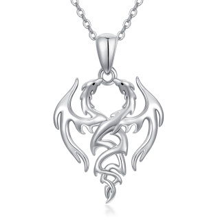 Sterling Silver Dragon Pendant Necklace-54