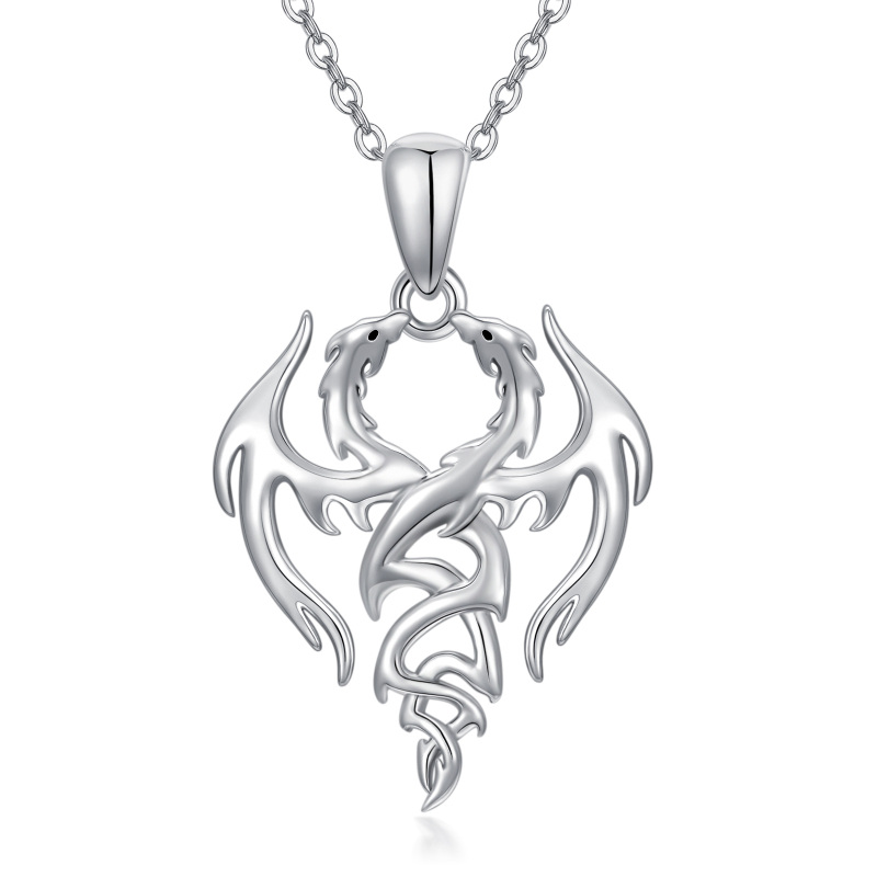 Sterling Silver Dragon Pendant Necklace-10