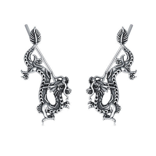 Sterling Silver Dragon Stud Earrings