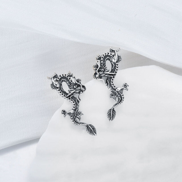 Boucles d'oreilles dragon en argent-4