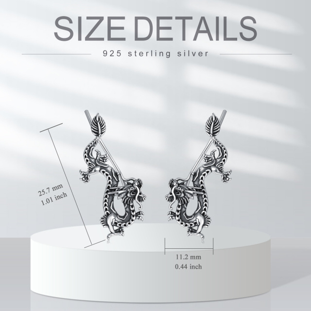 Sterling Silver Dragon Stud Earrings-5