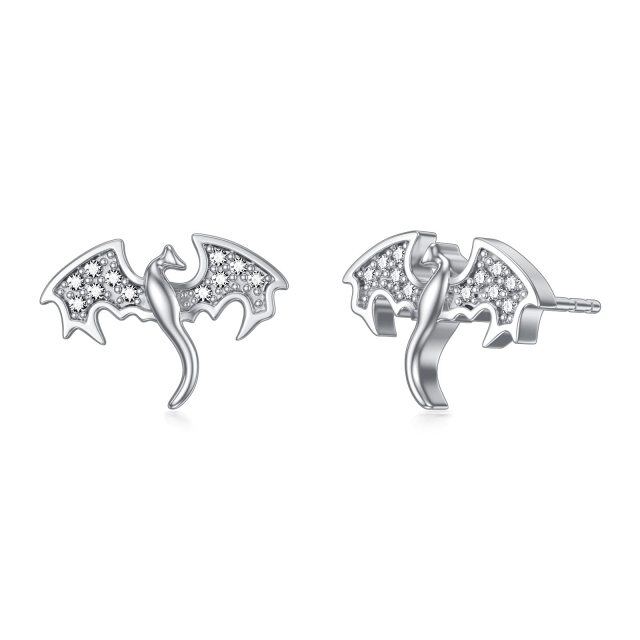 Boucles d'oreilles à tige en argent sterling avec zircons cubiques et dragon