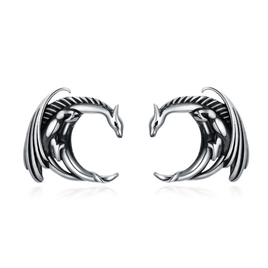 Boucles d'oreilles dragon en argent-1