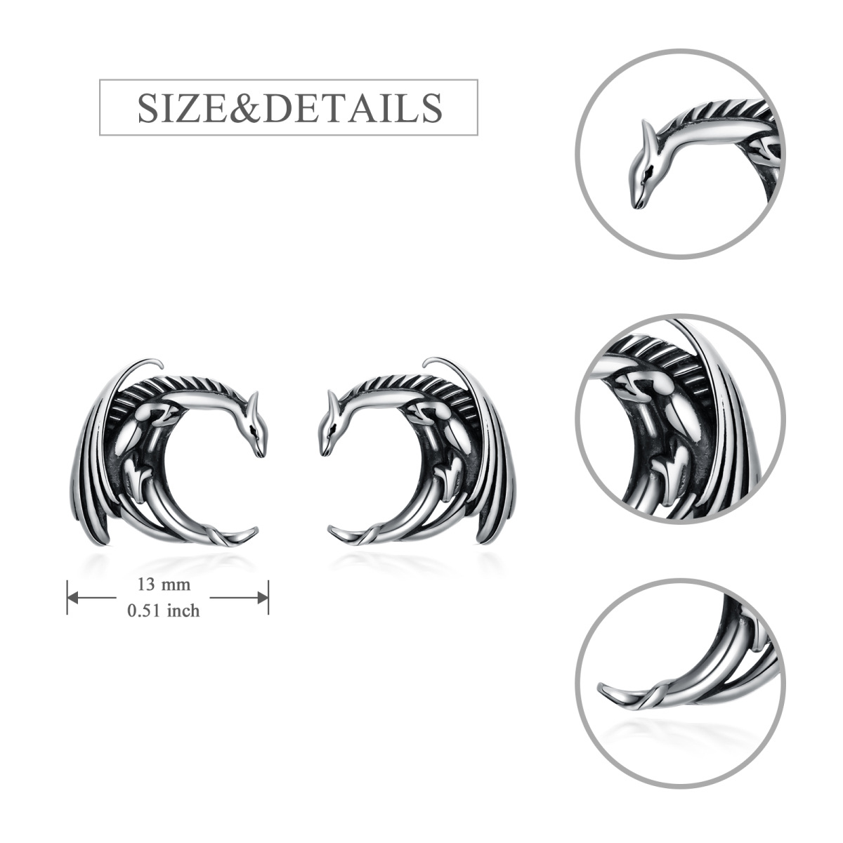 Boucles d'oreilles dragon en argent-6