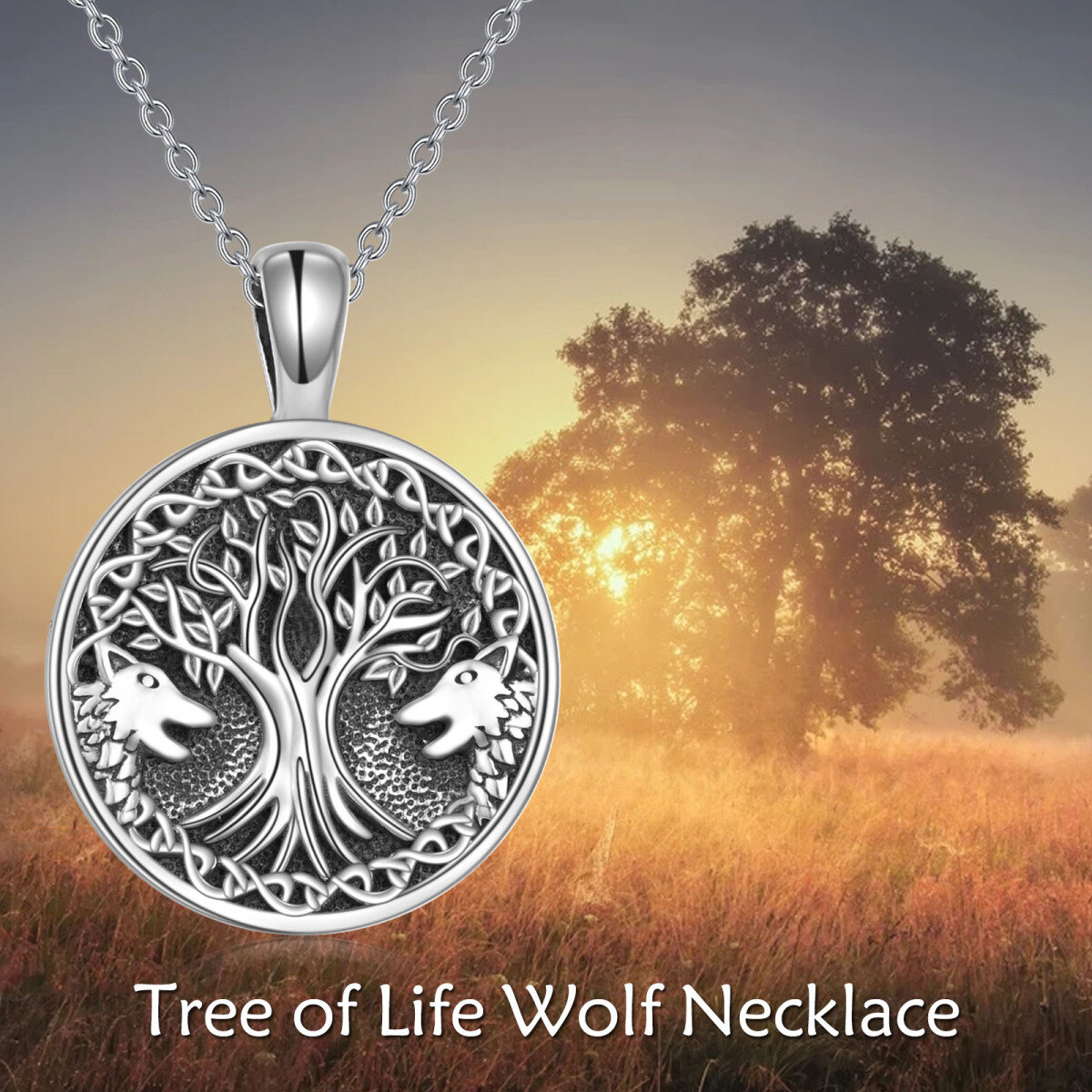 Sterling Silver Dragon & Tree Of Life Pendant Necklace-6