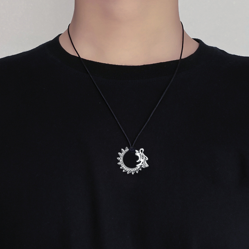 Sterling Silver Dragon & Viking Rune Urn Necklace For Ashes For Men-2