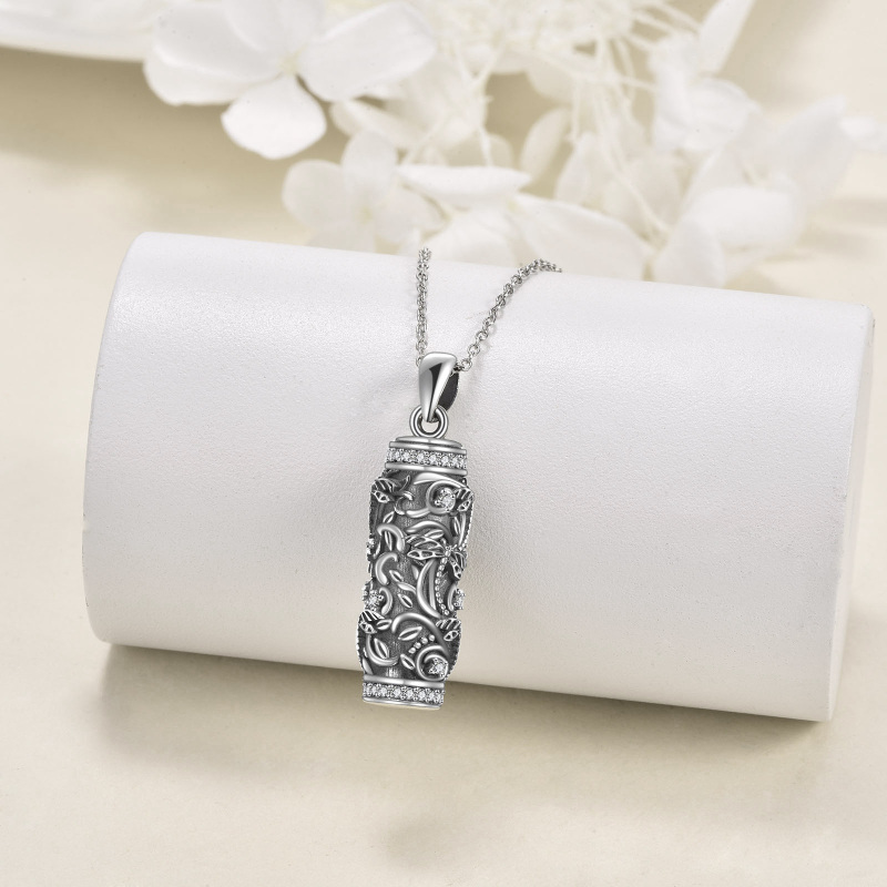 Sterling Silver Dragonfly Bar Urn Necklace for Ashes-4