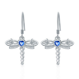 Sterling Silver Cubic Zirconia Dragonfly & Celtic Knot Drop Earrings-28