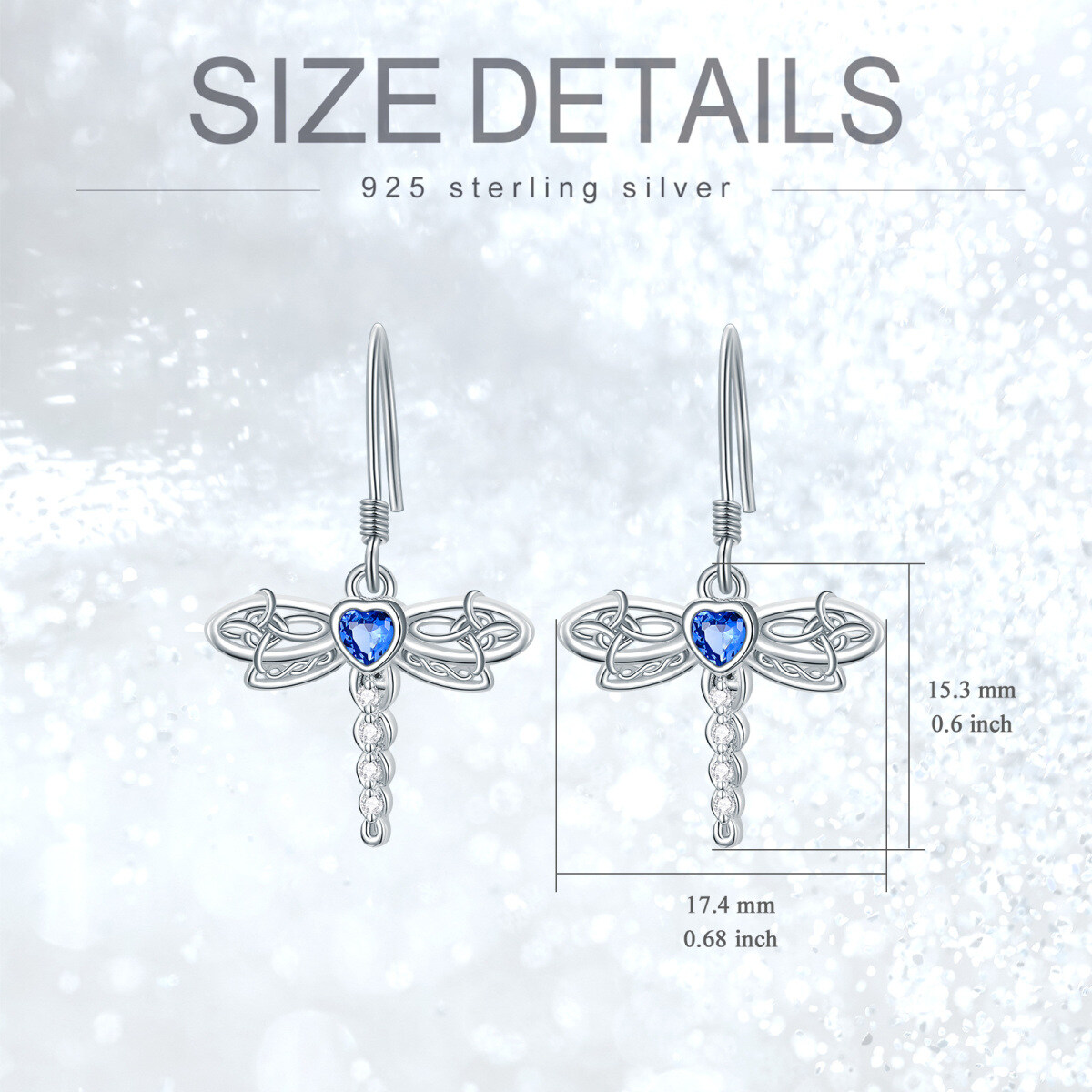 Sterling Silver Cubic Zirconia Dragonfly & Celtic Knot Drop Earrings-5