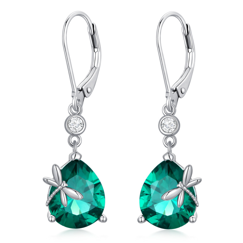 أقراط من الفضة الإسترلينية مرصعة بالزركونيا المكعبة بتصميم اليعسوب مع رافعة خلفية-2