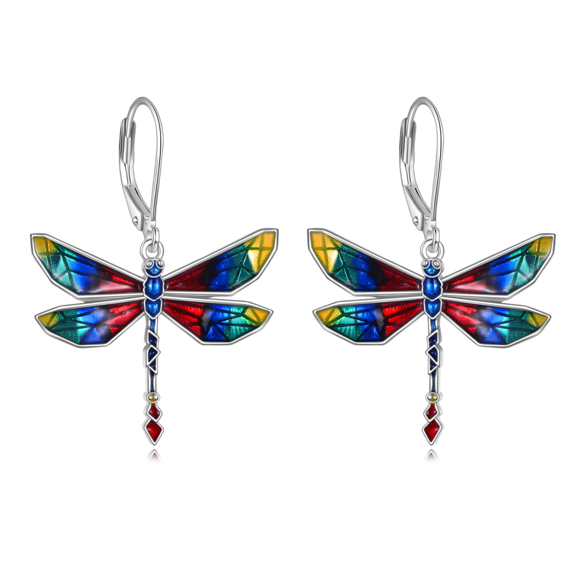 Sterling Silver Dragonfly Lever-back Earrings-1