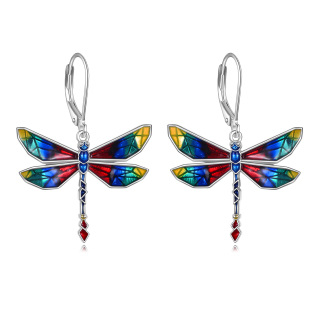 Sterling Silver Dragonfly Lever-back Earrings-2