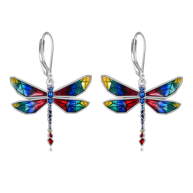 Sterling Silver Dragonfly Lever-back Earrings