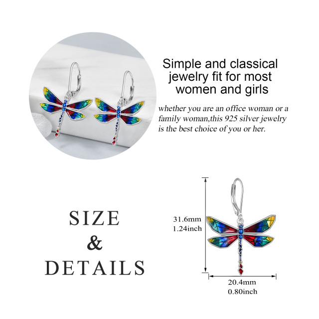 Brincos de alavanca de libélula de prata esterlina-5