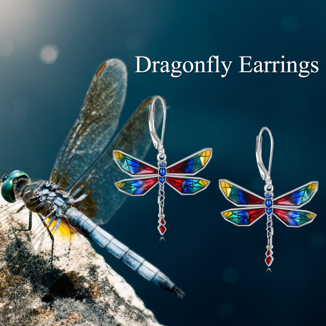 Sterling Silver Dragonfly Lever-back Earrings-6